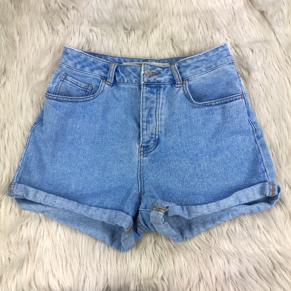 Brandy Melville Pants - Brandy Melville Cuffed High Waisted Denim Shorts